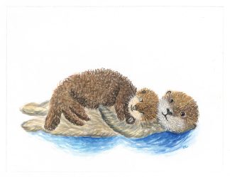 Otter Mom & Baby Print