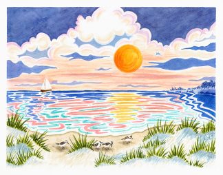 Beach Sunset with Birds