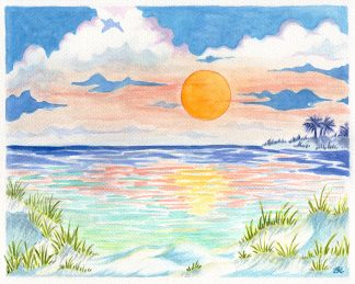 Beach Sunset with Dunes