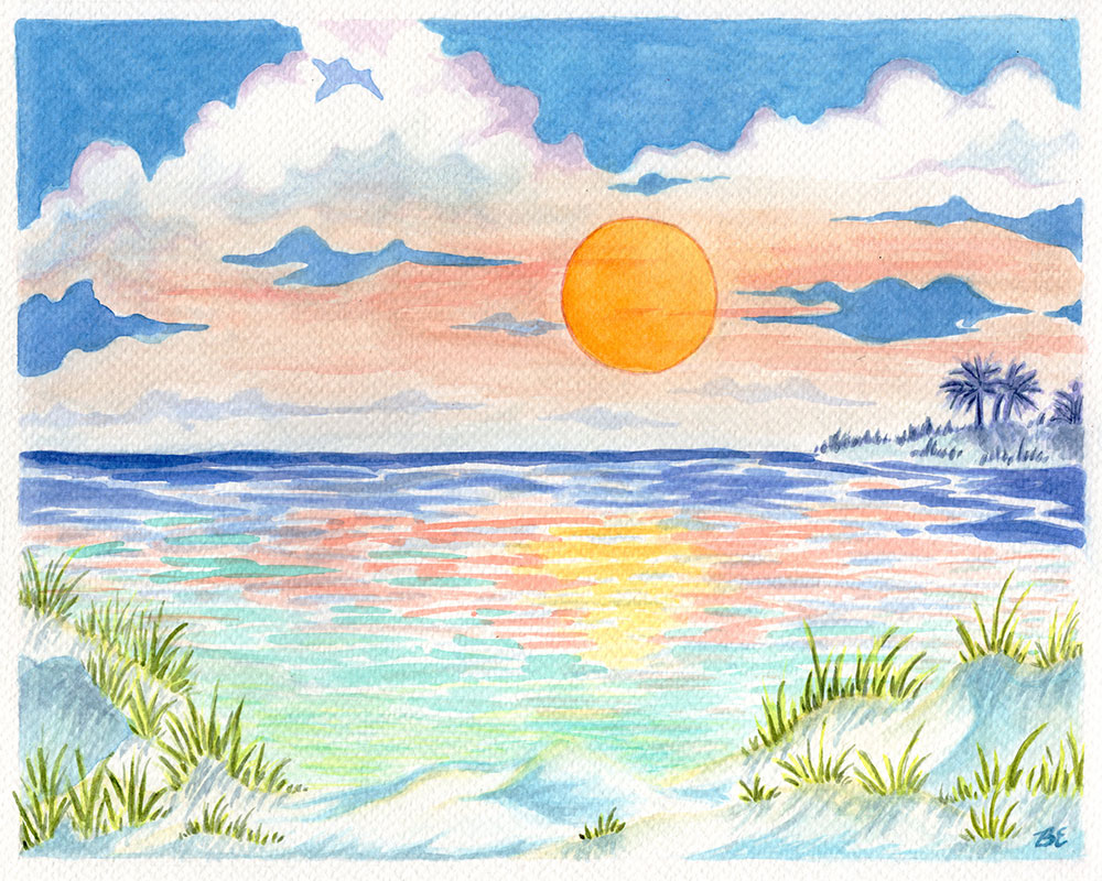 Beach Sunset with Dunes