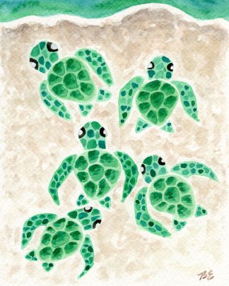 Turtles on Beach Print