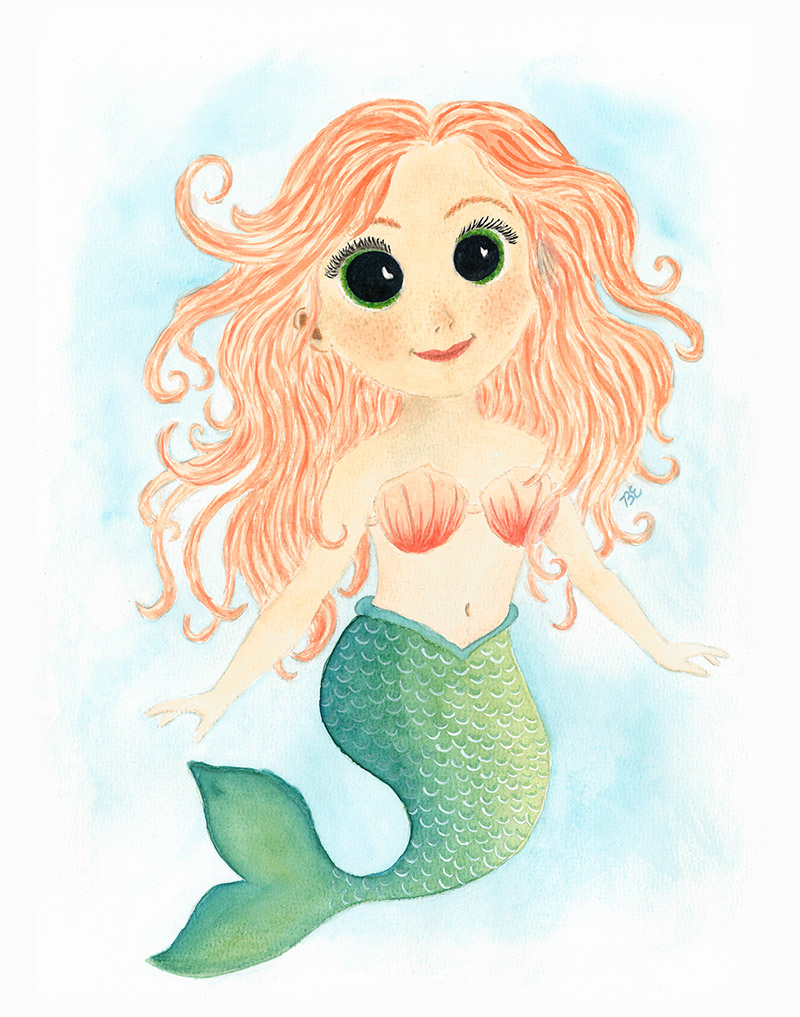 Ginger Mermaid Print