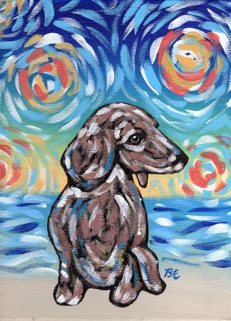 Starry Night Dachshund Print