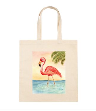 Flamingo Sunset Canvas Tote Bag