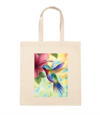 Hummingbird Hibiscus Canvas Tote Bag