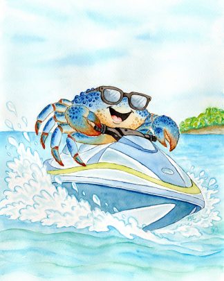 Crab on a Jet Ski Print
