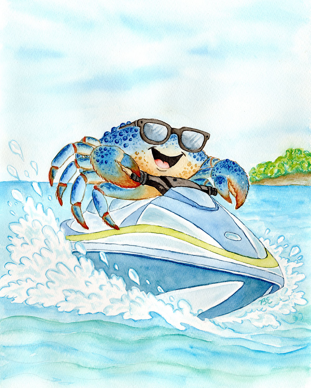 Crab on a Jet Ski Print