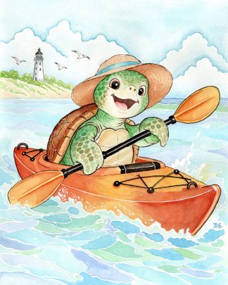 Sea Turtle Kayaking Print